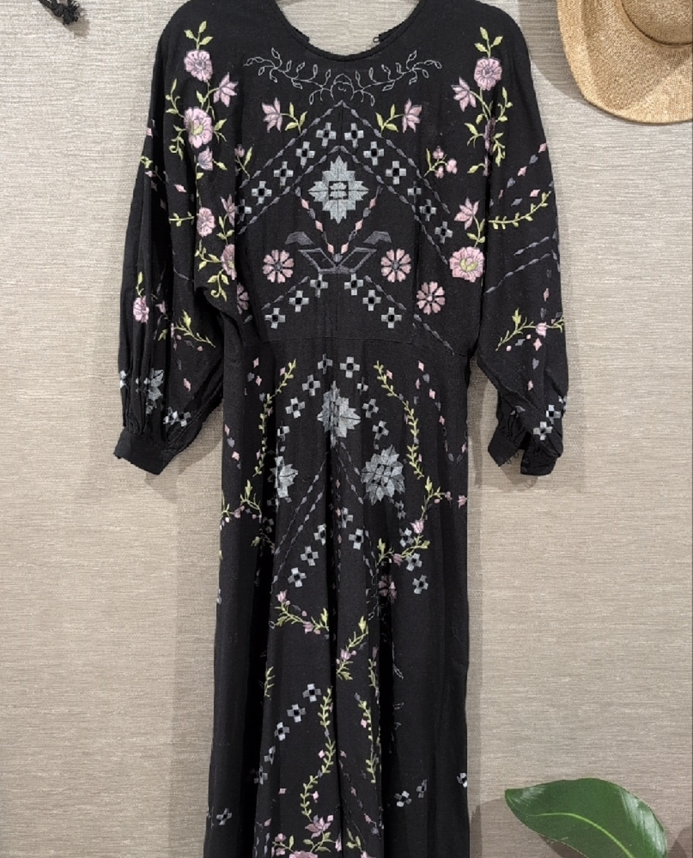 Embroidered Black Floral Midi Dress- Asos